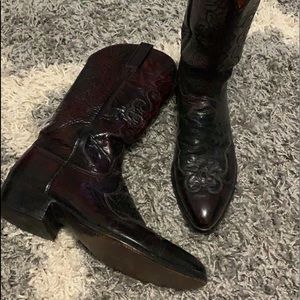 Men’s Lucchese Black cherry Ostrich Boots